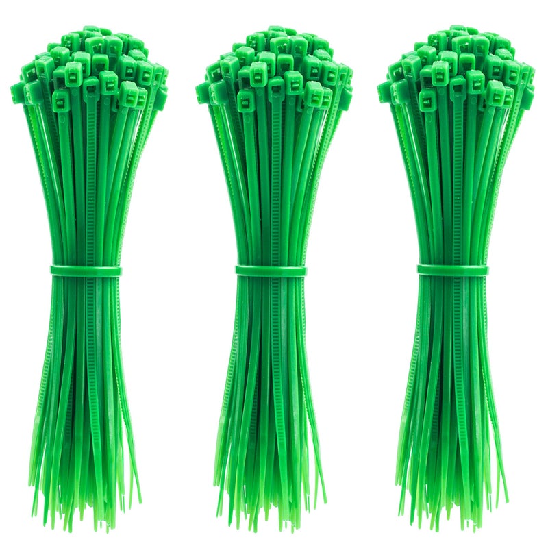 MILEKE 4 Inch Zip Ties (Tying Length 2.8""), 300Pcs Nylon Cable Ties Green - Image 1